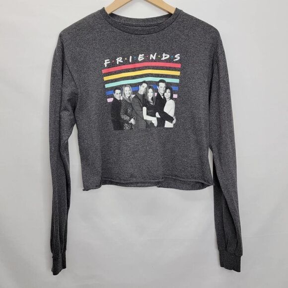 FRIENDS Cropped Boxy Long Sleeve Tee Shirt Size Medium - Picture 9 of 12